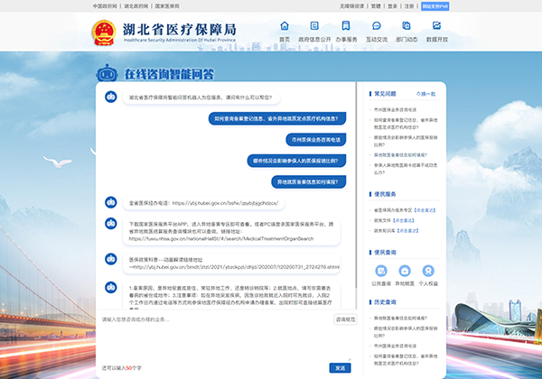 湖北省醫療保障局智能問答平臺
